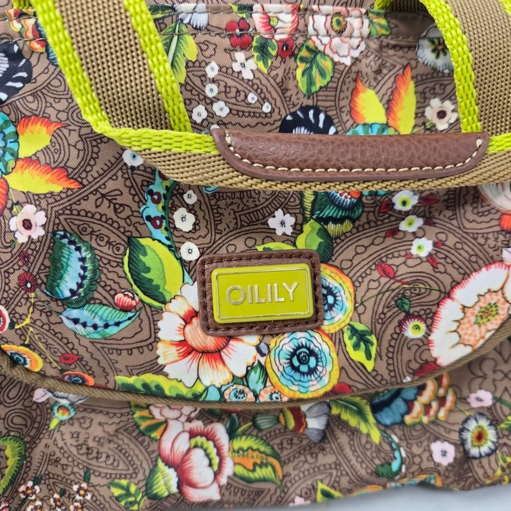 Oilily Floral Paisley Hanging Toiletry Bag Travel Makeup Case Brown Multi